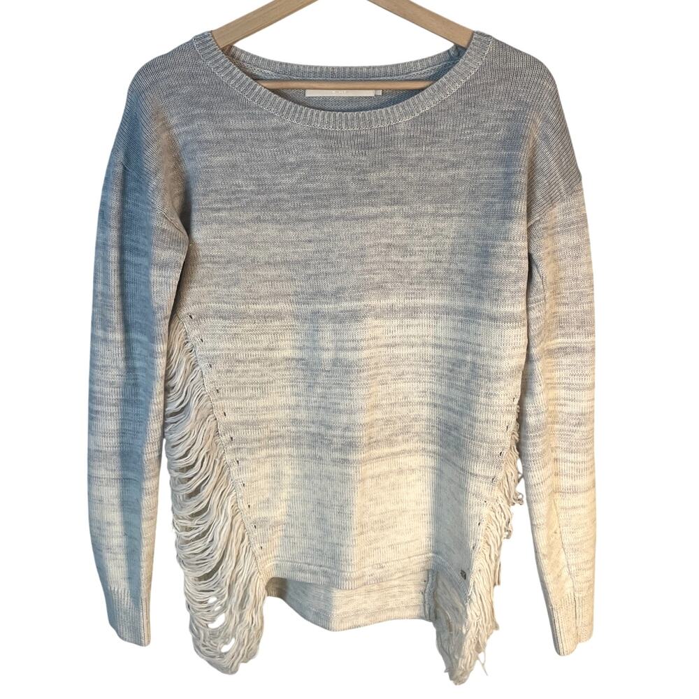 One Grey Day 100% Wool Round Neck Sweater W/ Side Shred Details SZ Medium EUC